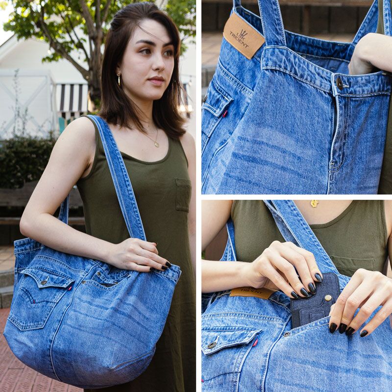 楽天市場】デニムバッグ リメイク DENIM 肩掛けバッグ トート